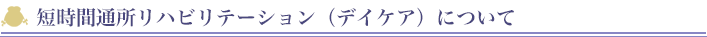 短時間通所リハビリテーション（デイケア）について